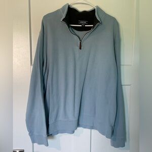 Lands End Men’s 1/4 Zip Up Long Sleeve Shirt Handsome Blue Pullover XL